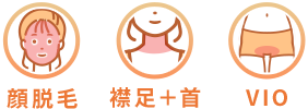顔脱毛 襟足+首 VIO
