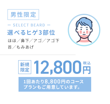 男性限定 選べるヒゲ3部位